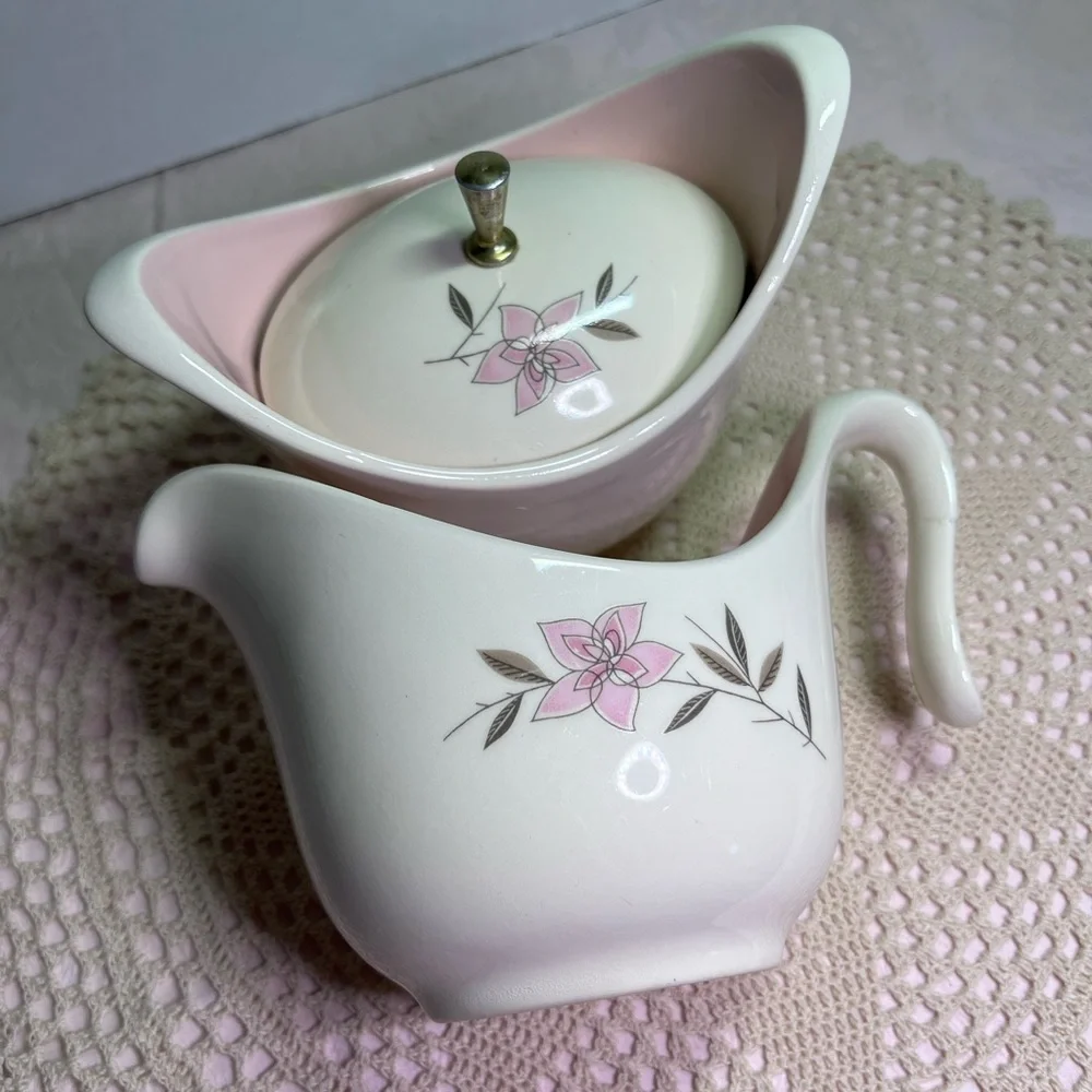 Charming Taylor Smith Taylor Rose Sachet Pink Flowers Creamer and Sugar Bowl